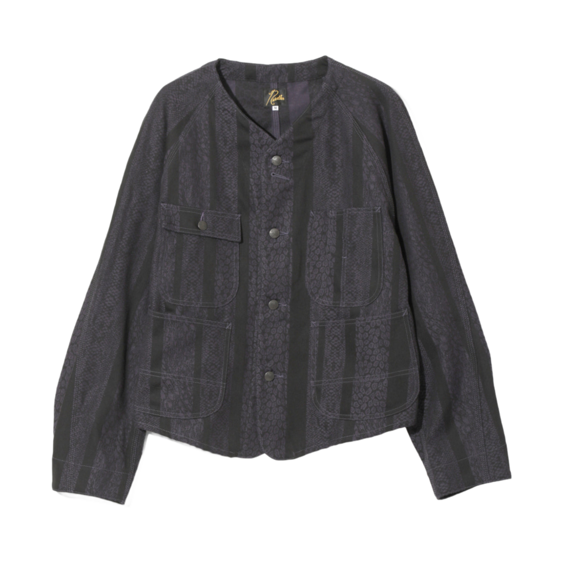 QV166B Needles Engineer Jacket 10 Oz Denim Python Jacquard Black