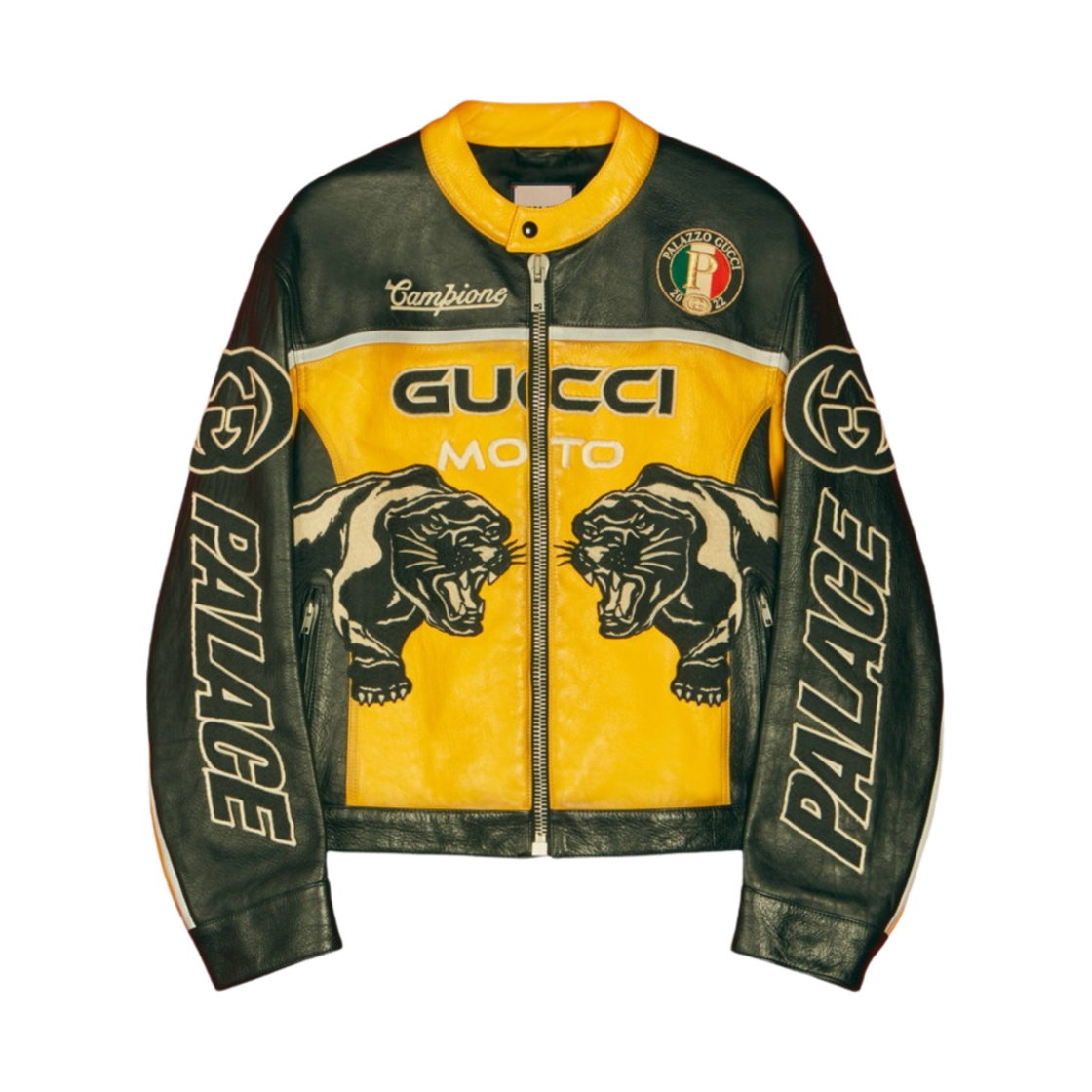 팔라스 x 구찌 자수 패치 레더 자켓 블랙 - 22FW(Palace x Gucci Leather Jacket with Embroideries and Patches Black) - 1