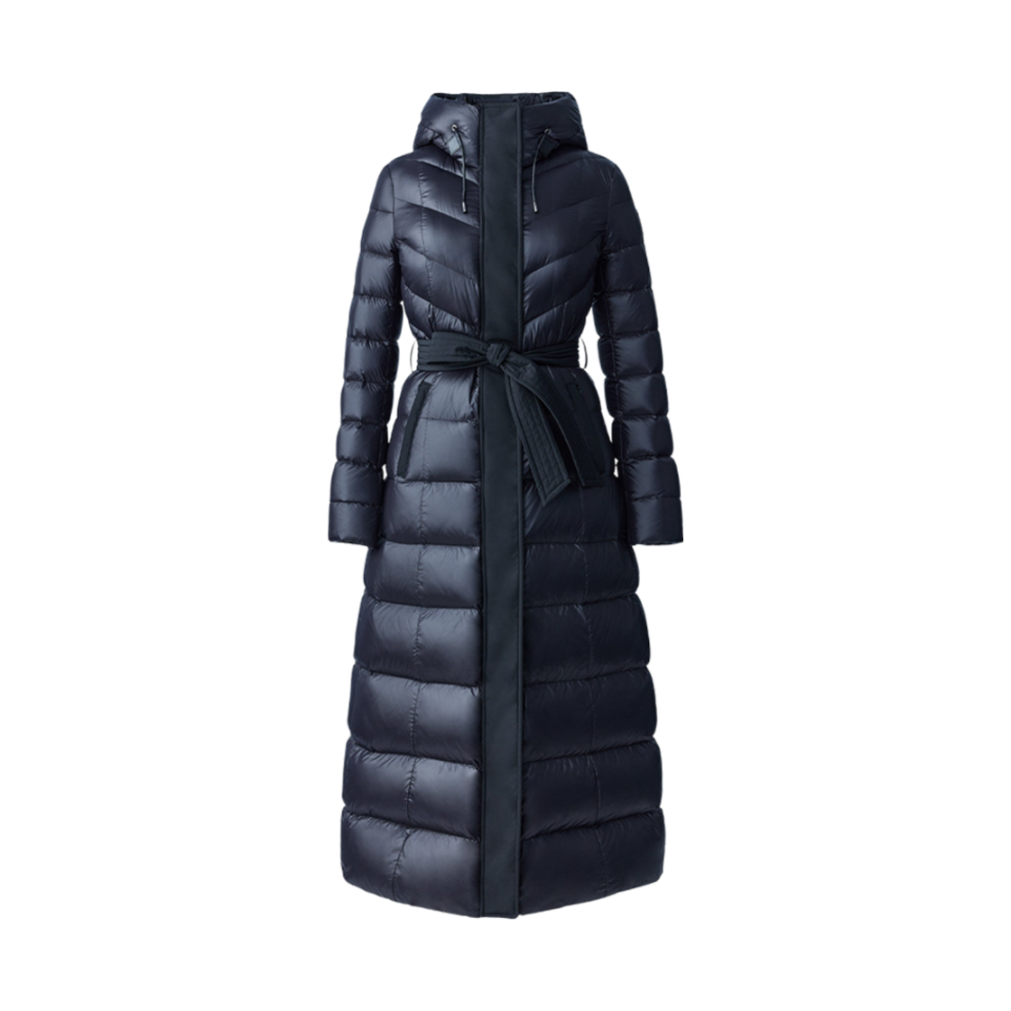 (W) 맥카지 칼리나 러스트러스 라이트 다운 맥시 코트 블랙((W) Mackage Calina Lustrous Light Down Maxi Coat Black)
