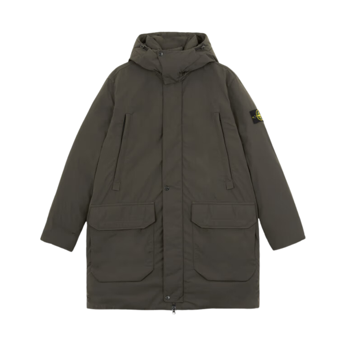 스톤 아일랜드 70726 폴리에스터 마이크로 트윌 롱 다운 파카 위드 안티 드롭 차콜 그레이 - 24FW