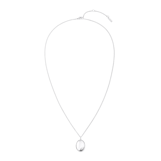 N25SN18 NUMBERING #5755 Medium Ellipse Glass Pendant Necklace Silver