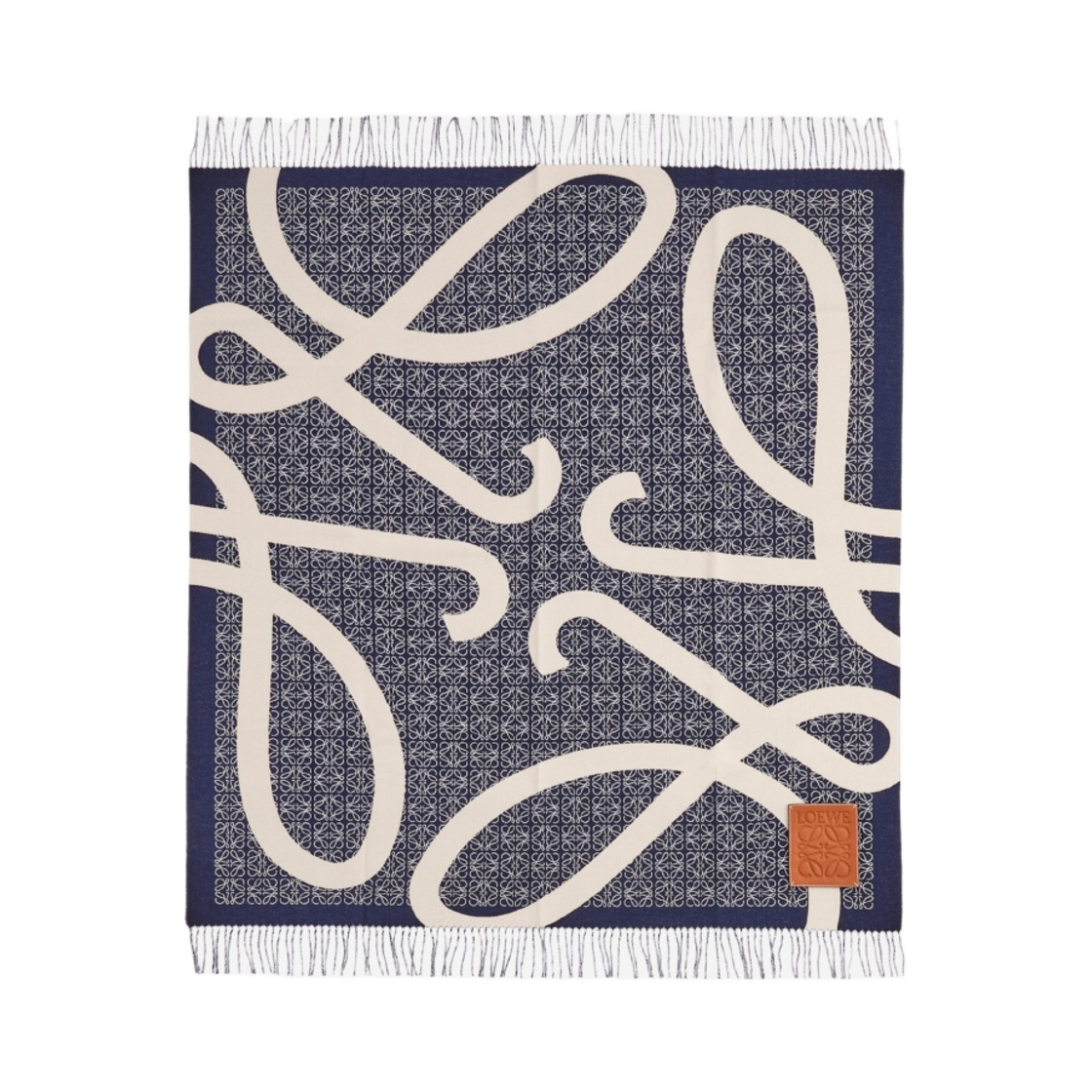 K000230X33-5110 Loewe Anagram Blanket in Wool Navy Blue