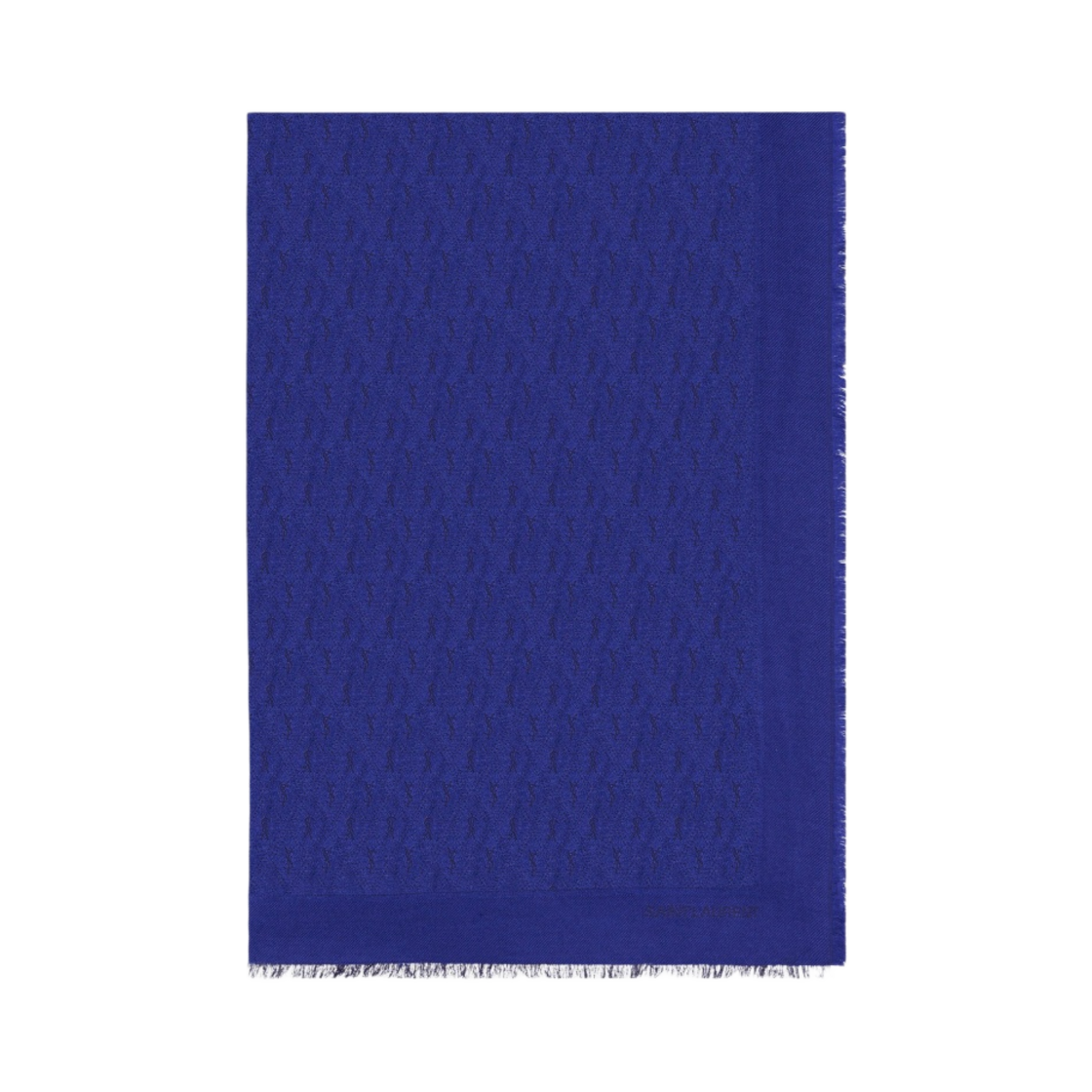 (W) 생로랑 라지 카산드라 스카프 울 코튼 앤 실크 자카드 블렌드 사파이어((W) Saint Laurent Large Cassandre Scarf in Wool Cotton and Silk Jacquard Blend Sapphire) - 1