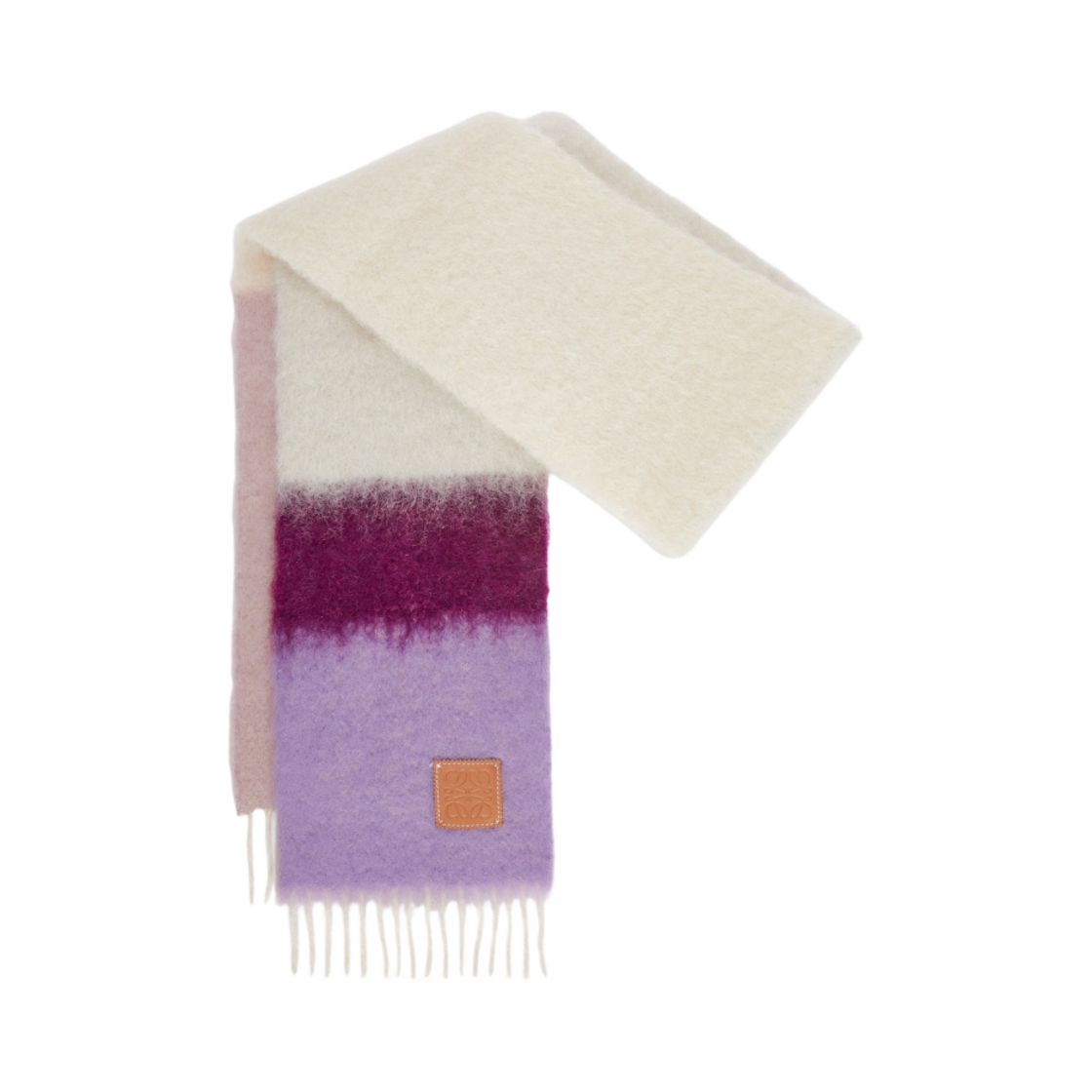 (W) 로에베 모헤어 울 머플러 퍼플 멀티컬러