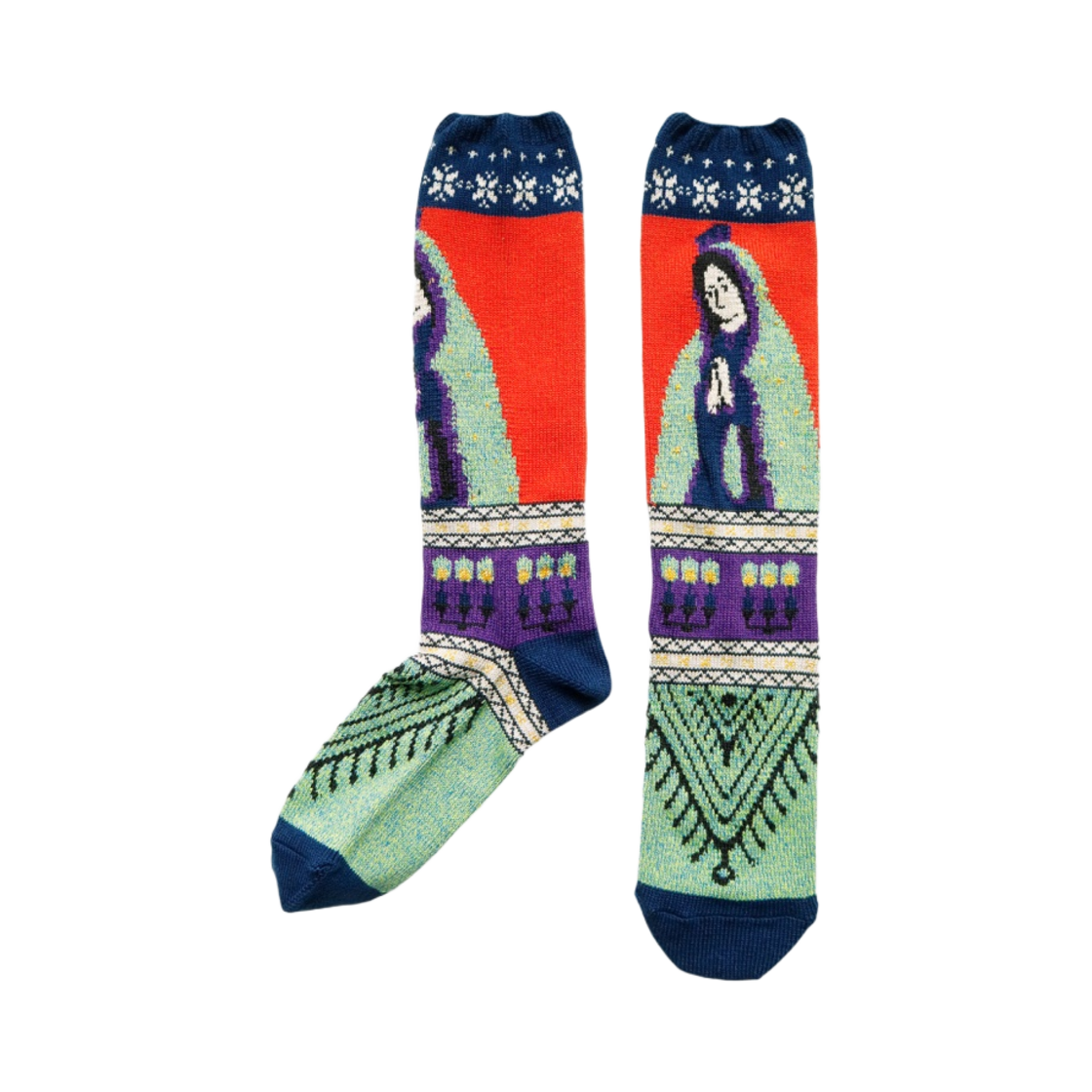EK-613 Kapital 96 Maria Pattern Socks Short Blue