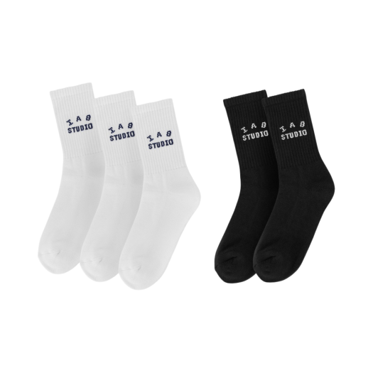 IAB Studio Socks White Black (5 Pack)