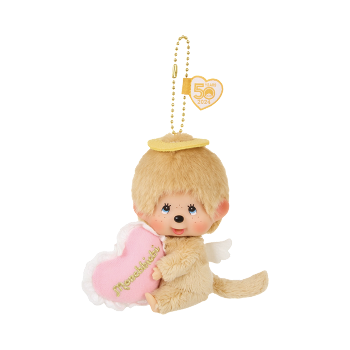 - Monchhichi Bighead Love Happy Angel Key Chain Beige