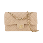 Chanel Medium Classic Handbag Lambskin & Gold Beige