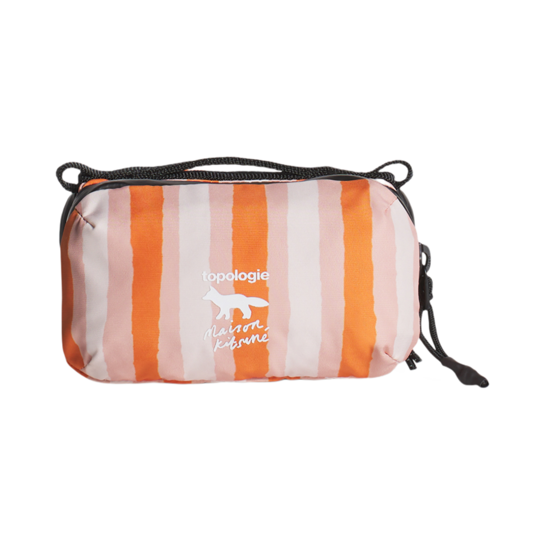 메종 키츠네 x 토폴로지 스트라이프 미니 보틀 백 피치 프루트 마리골드 레드 프린트(Maison Kitsune x Topologie Striped Mini Bottle Bag Peach Fruit Marigold Red Print) - 1