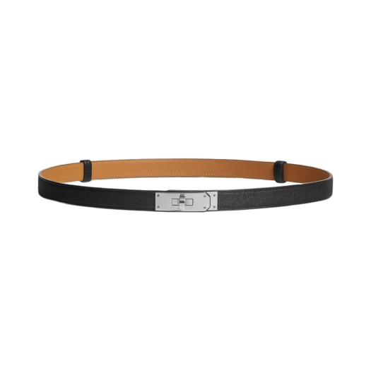 (W) Hermes Kelly 18 Belt Epsom & Palladium Noir