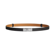 (W) Hermes Kelly 18 Belt Epsom & Palladium Noir