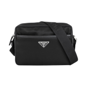 Prada Re-Nylon and Saffiano Leather Shoulder Bag Black