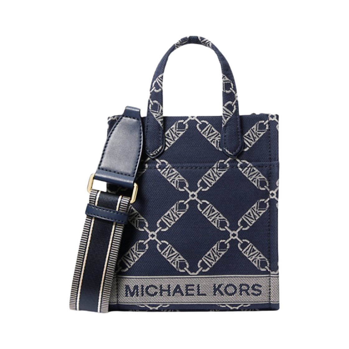 32F3G3GC0J407 Michael Kors Gigi Extra Small Empire Logo Jacquard Crossbody Bag Navy Blue