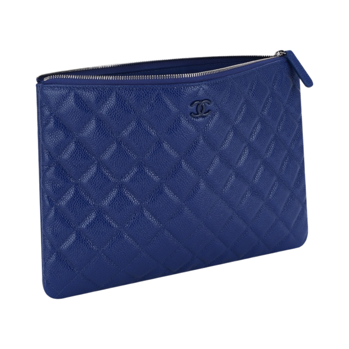 샤넬 클래식 미디움 케이스 그레인드 카프스킨 & 다크 블루(Chanel Medium Classic Pouch Grained Calfskin & Dark Blue) - 3