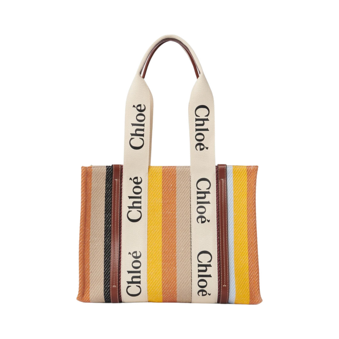 끌로에 우디 미디움 토트백 멀티컬러 브라운