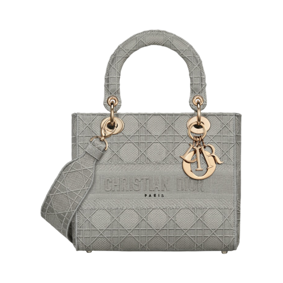 디올 미디움 레이디 D 라이트 백 까나쥬 자수 그레이(Dior Medium Lady D Lite Bag Cannage Embroidery Gray) - 1