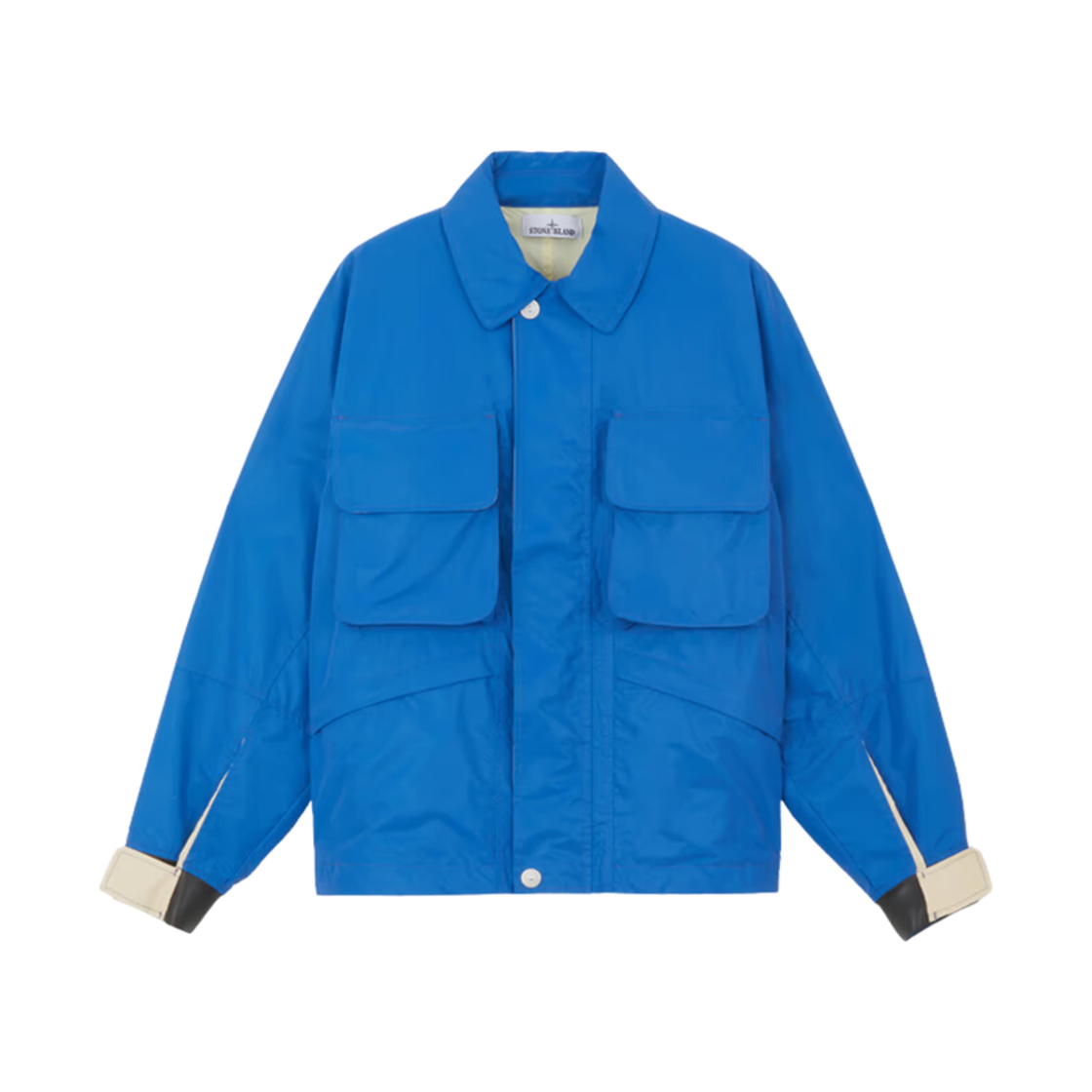 스톤 아일랜드 445X2 마리나 나일론 캔버스 위드 플레이티드 리플렉티브 윈드 레지스턴트 자켓 위드 리플렉티브 코팅 브라이트 블루 - 24FW(Stone Island 445X2 Marina Nylon Canvas with Plated Reflective Wind Resistant Jacket with Reflective Coating Bright Blue - 24FW) - 1
