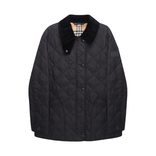 (W) Burberry Diamond Quilted Thermoregulated Barn Jacket Black