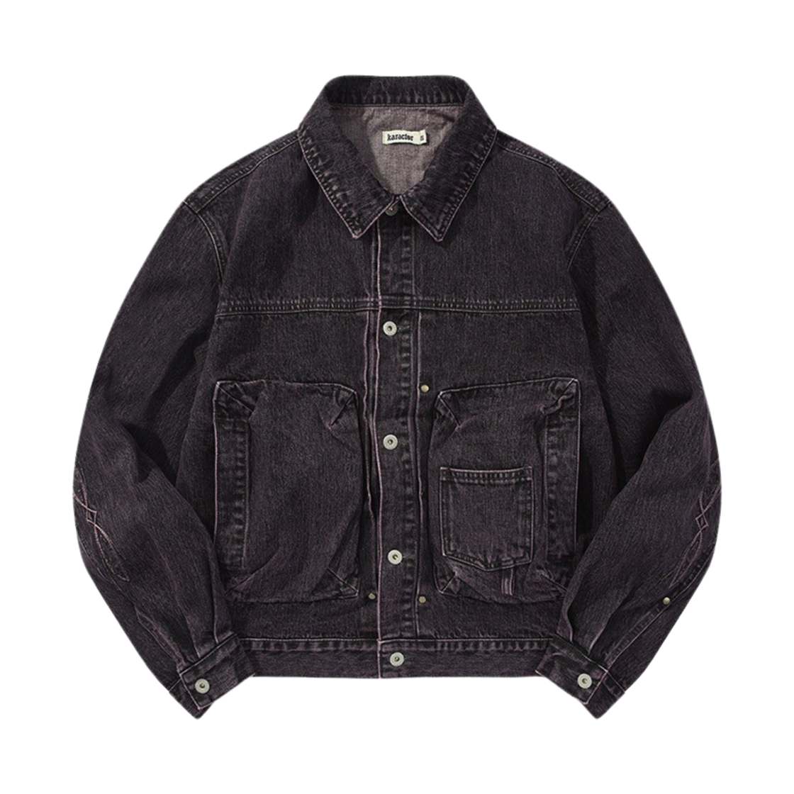 KAT9111 Karactor Bleach Dyeing Trucker Jacket Vintage Purple