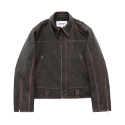 Haleine 3D Distressed Faux Leather Jacket Brown (VJ302)