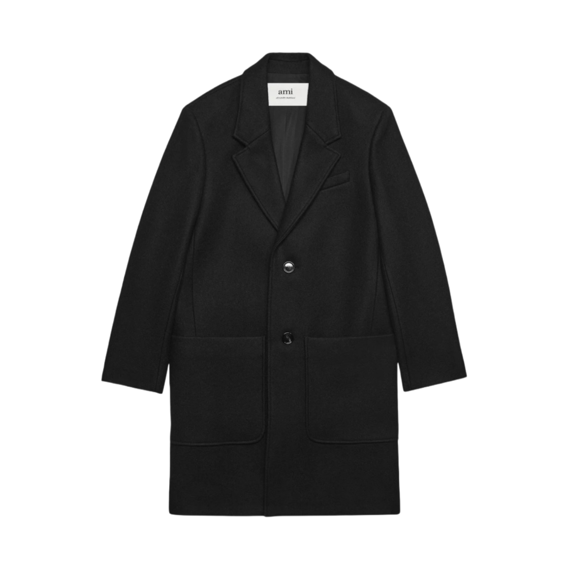 HCO005-WV0020-001 AMI Two Buttons Coat Black