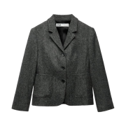 (W) Zara Wool Blend Minimal Blazer Grey