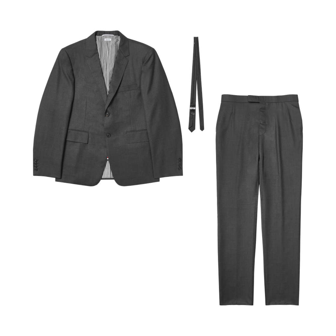 톰브라운 슈퍼 120수 울 트윌 클래식 수트 앤 타이 다크 그레이