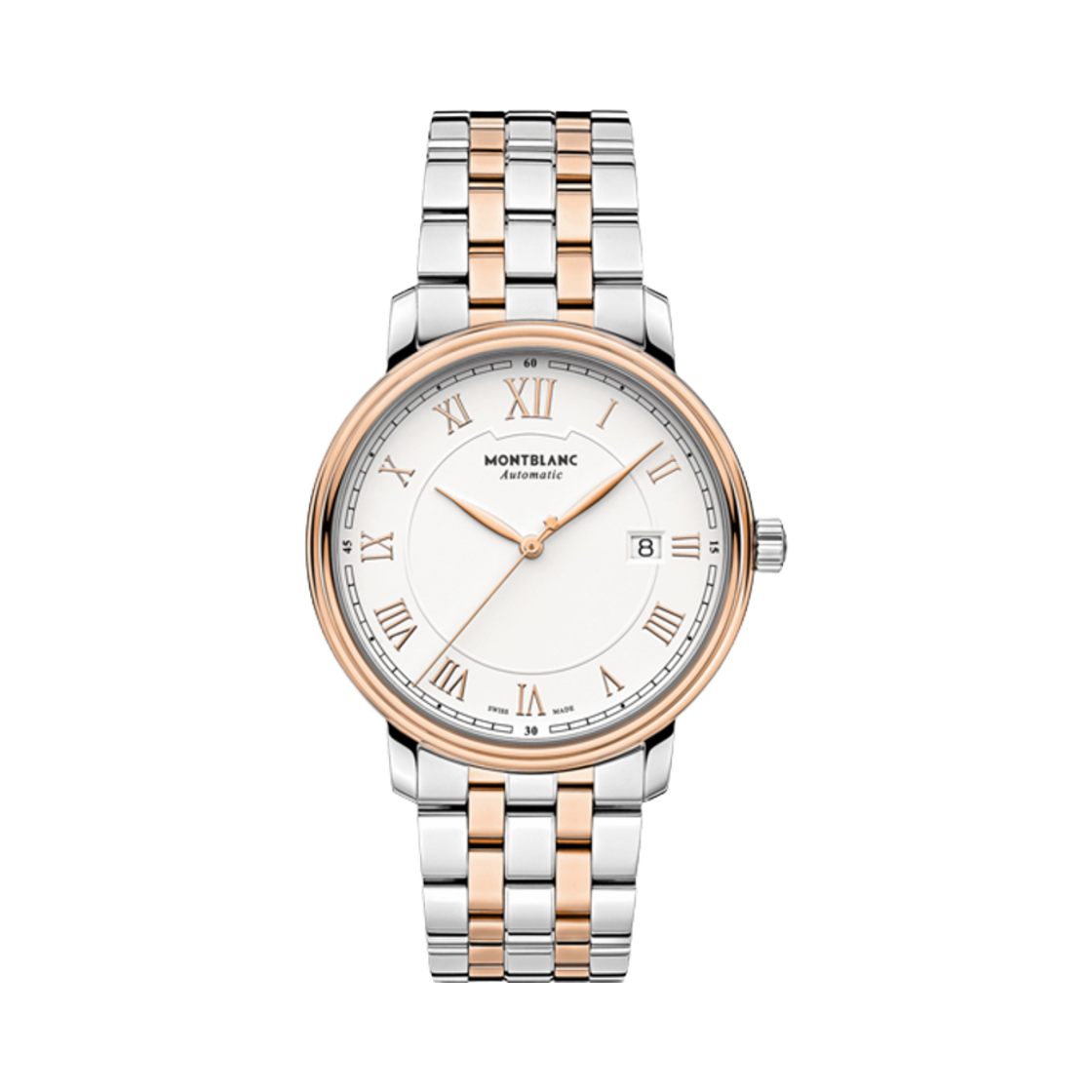114337 Montblanc Tradition Automatic Date 40mm Stainless Steel Two-Tone Silver Rose Gold
