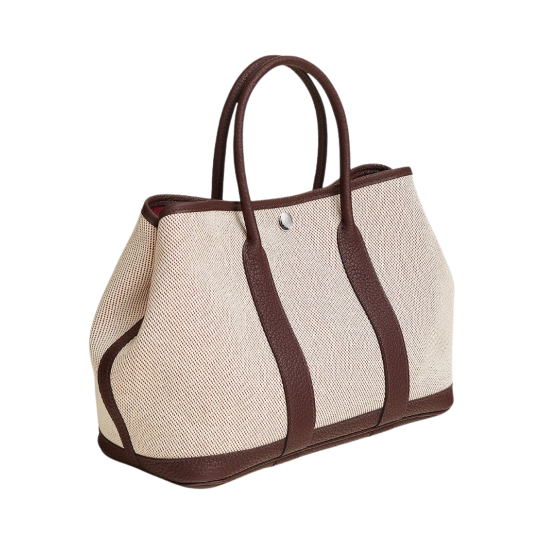 H066751CKAZ Hermes Garden Party 30 Bag Twill Negonda & Palladium Ecru Rouge H Rouge Sellier - #2