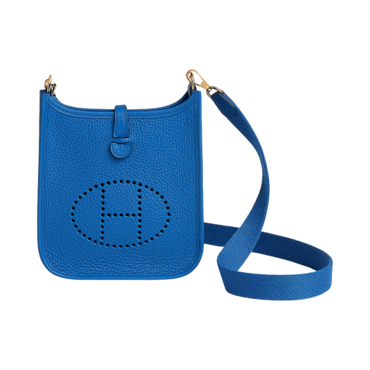 Hermes Evelyne 16 Amazone Bag Clemence & Gold Bleu Hydra