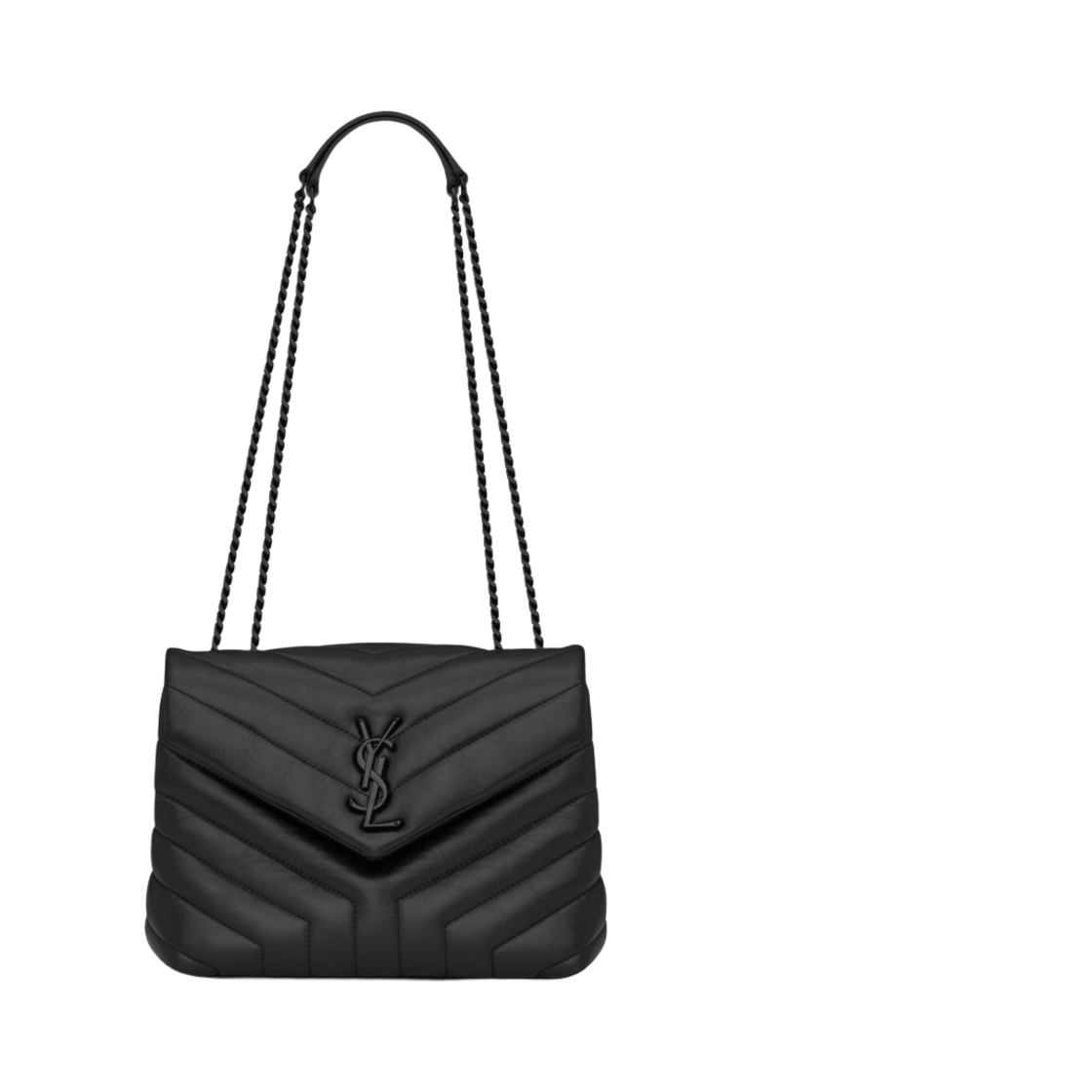 494699-DV728-1000 Saint Laurent Black Monogram Loulou Small Bag in Matelasse Y Leather Black