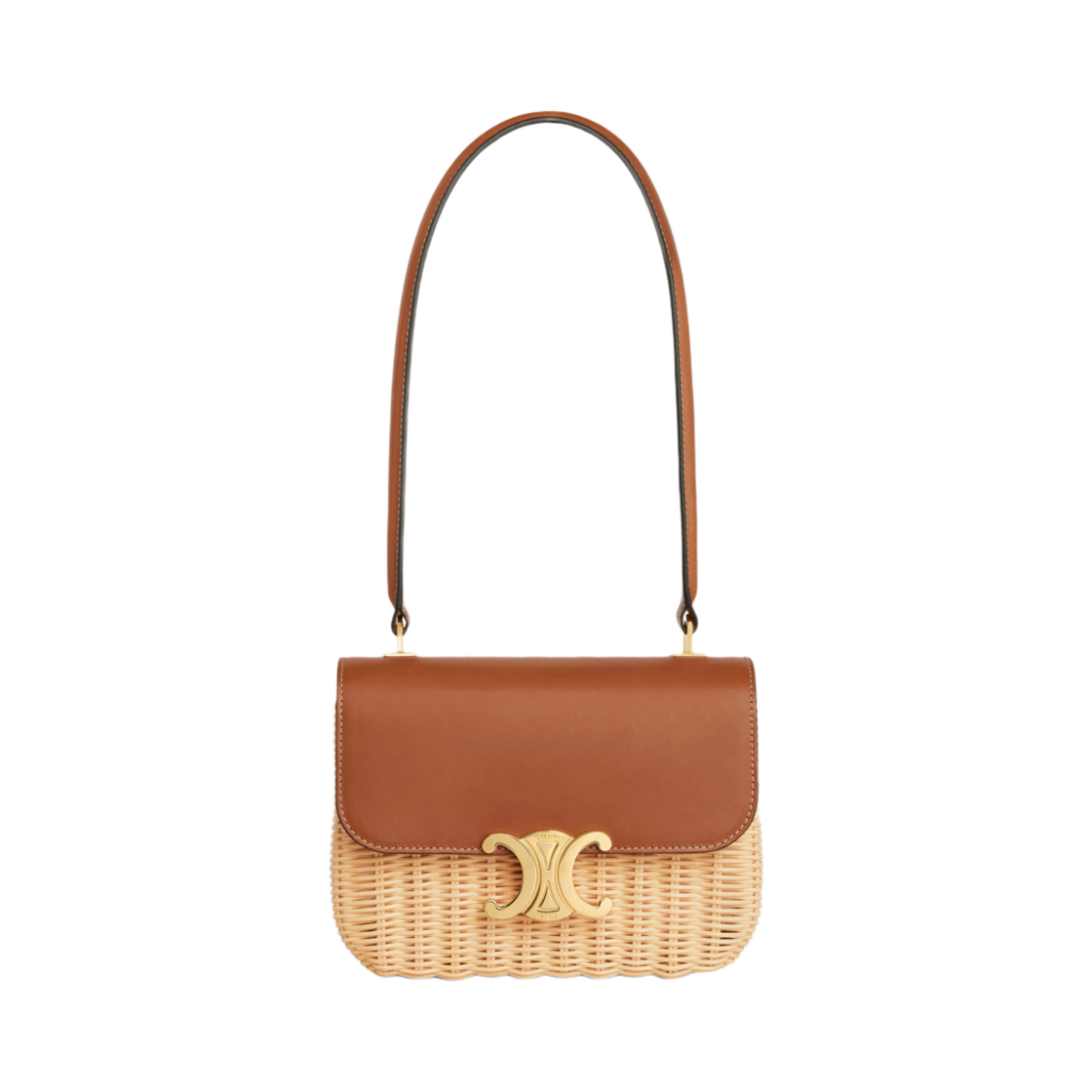 119672FUO-02NT Celine Teen Garance Bag in Wicker and Natural Calfskin Natural Tan