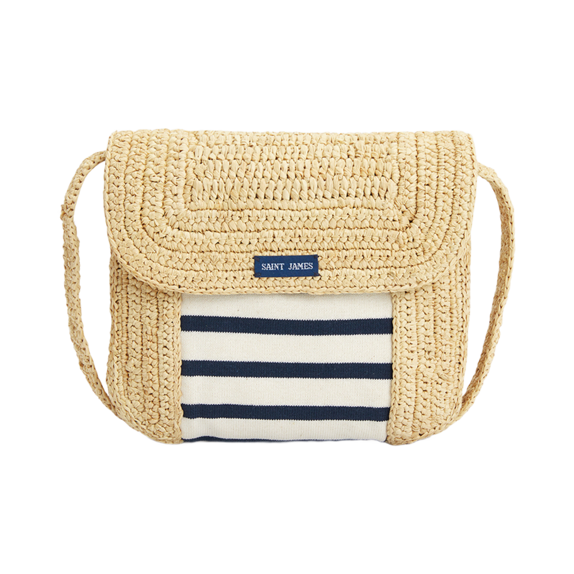 4217-VY Saint James Raphia Cross Bag Navy Ivory