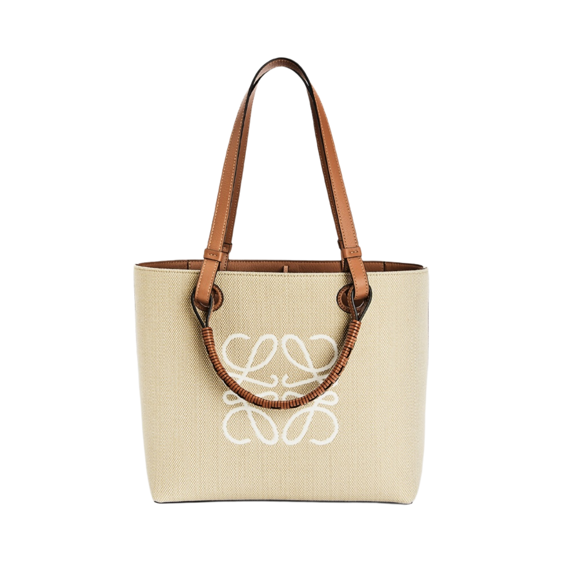 로에베 스몰 아나그램 토트백 자카드 카프스킨 에크루 탄(Loewe Small Anagram Tote Bag in Jacqurad and Calfskin Ecru Tan) - 1