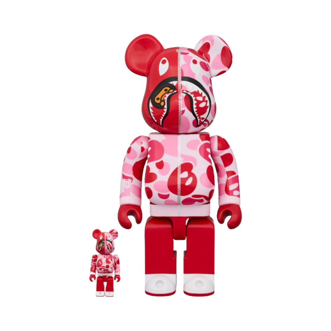 베어브릭 x 베이프 베이비 마일로 카모 샤크 100% & 400% 세트 핑크(Bearbrick x BAPE Baby Milo Camo Shark 100% & 400% Set Pink) - 1
