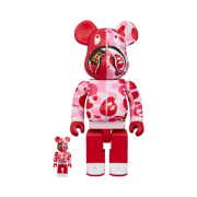 Bearbrick x BAPE Baby Milo Camo Shark 100% & 400% Set Pink