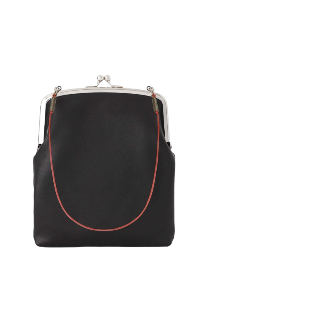 소우소우 레더 가마구치 클래스프 퍼스 라지 블랙(Sou Sou Leather Gamaguchi Clasp Purse Large Black)