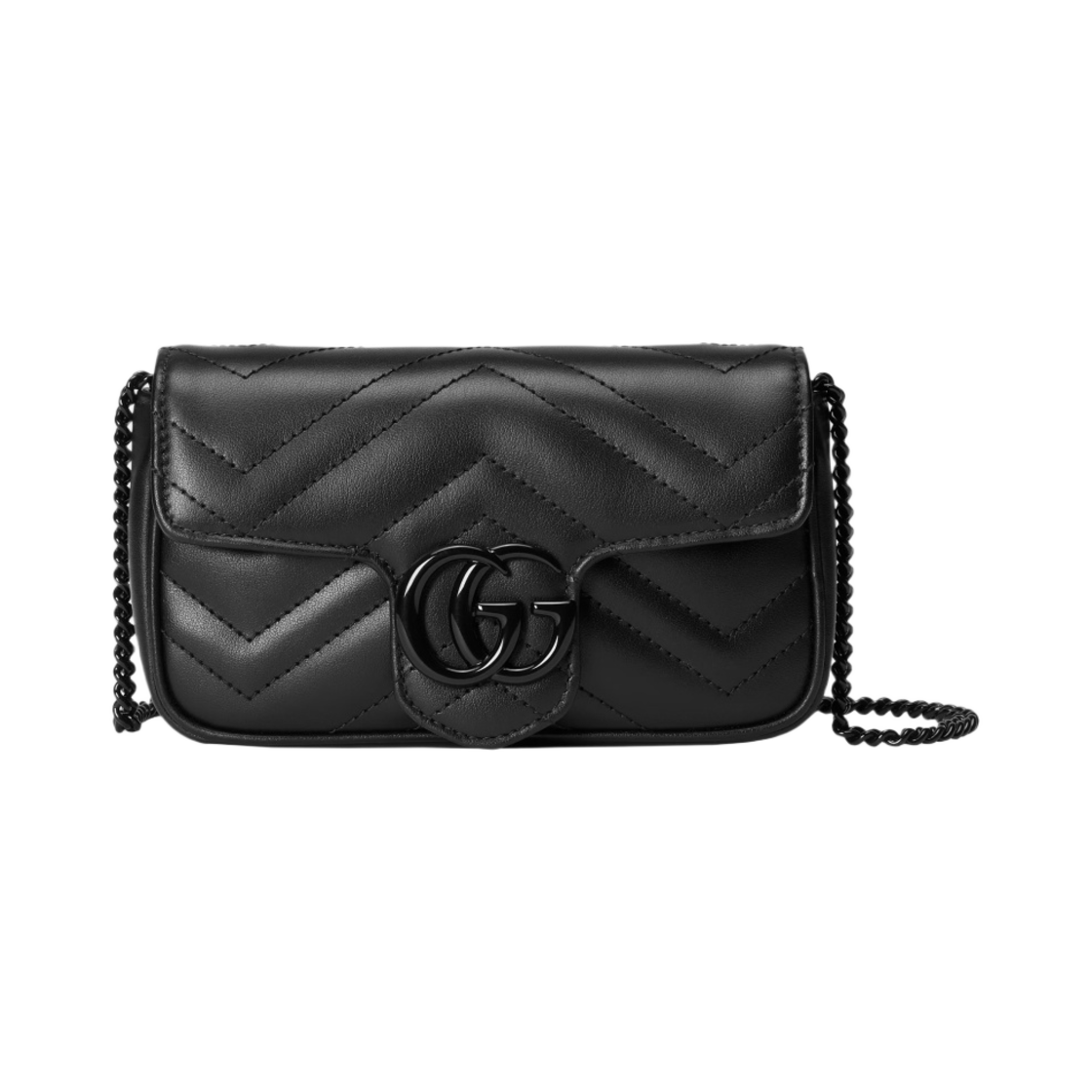 476433-AABZK-1000 Gucci GG Marmont Super Mini Bag Black Leather