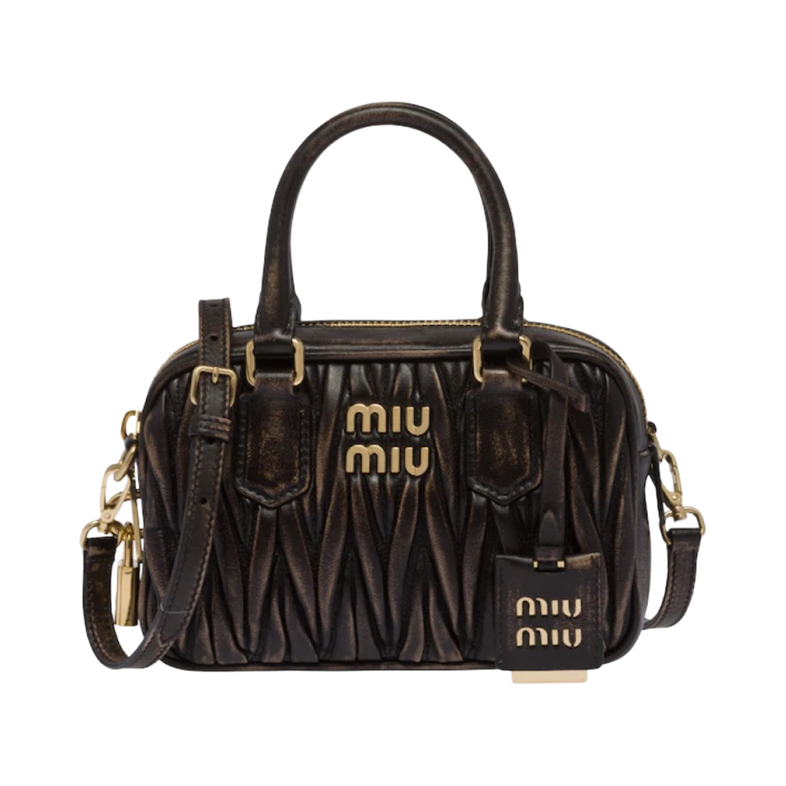 미우 미우 마테라쎄 나파 가죽 탑 핸들백 샌드 커피(Miu Miu Matelasse Nappa Leather Top Handle Bag Sand Coffee) - 1