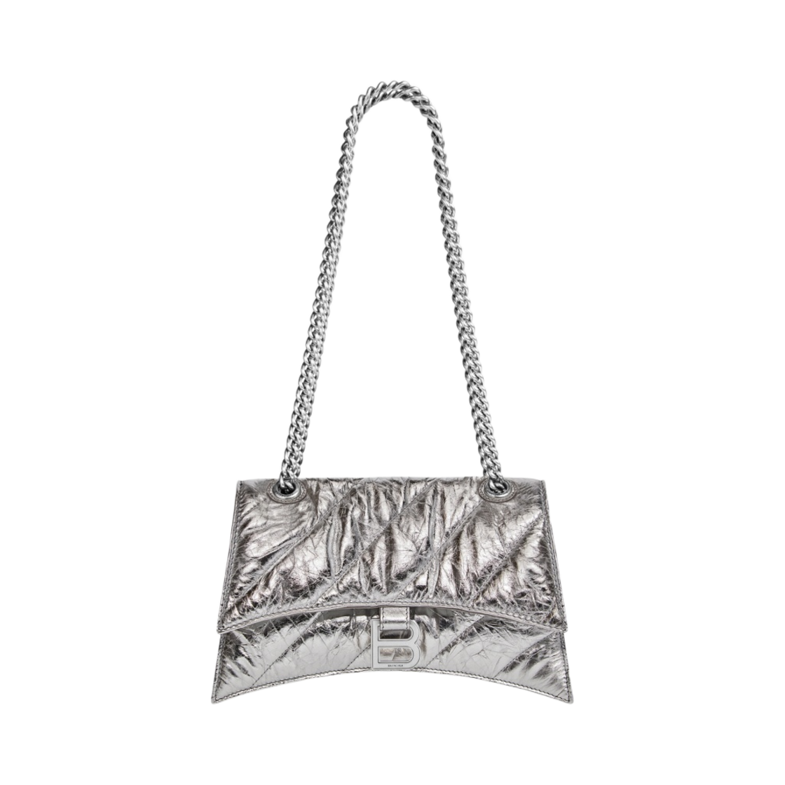발렌시아가 크러쉬 스몰 체인 백 메탈라이즈드 퀼티드 실버(Balenciaga Crush Small Chain Bag Metallized Quilted Silver) - 1