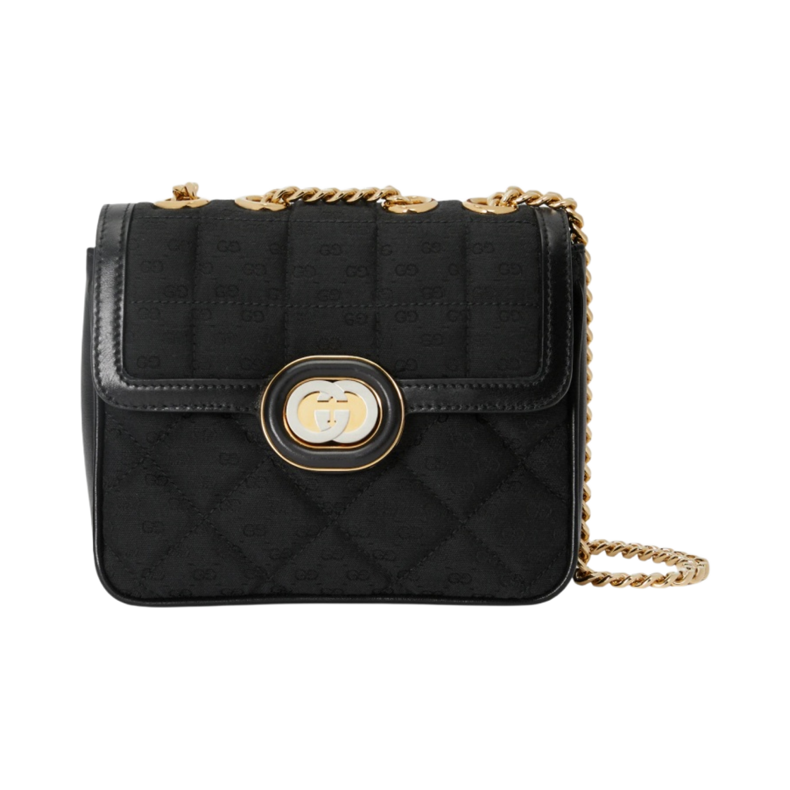 구찌 데코 미니 숄더백 블랙 GG 캔버스(Gucci Deco Mini Shoulder Bag Black GG Canvas) - 1