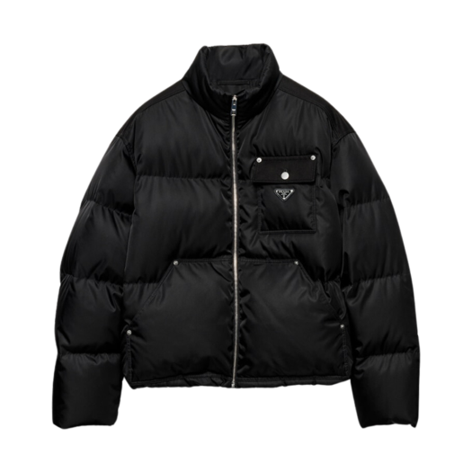 SGC584-1WQ8-F0002 Prada Re-Nylon Crop Down Jacket Black