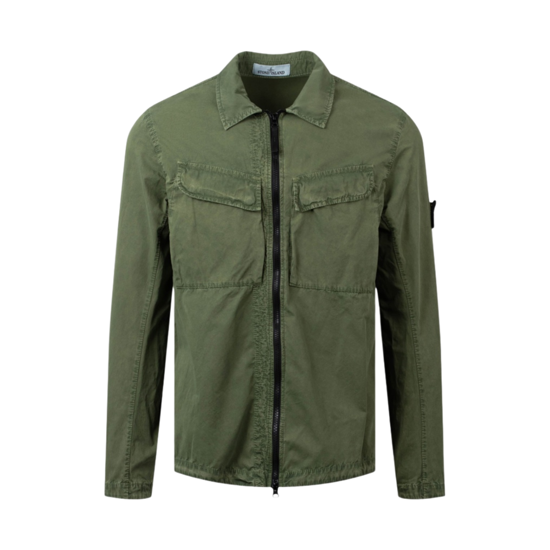 스톤 아일랜드 101WN 브러쉬드 코튼 캔버스 올드이펙트 오버셔츠 올리브 그린 - 22FW(Stone Island 101WN Brushed Cotton Canvas T.CO+OLD Overshirt Olive Green - 22FW)