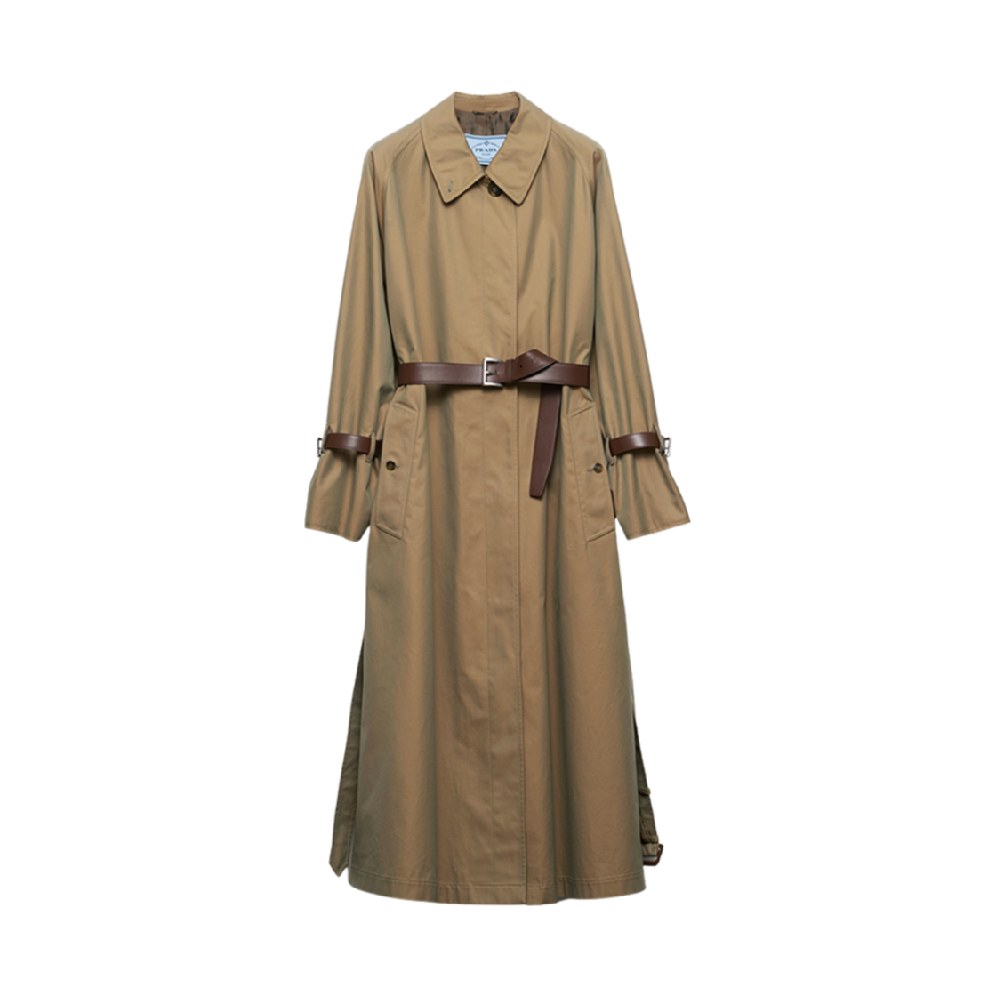 (W) 프라다 싱글브레스트 코튼 트윌 트렌치 코트 올리브 그린