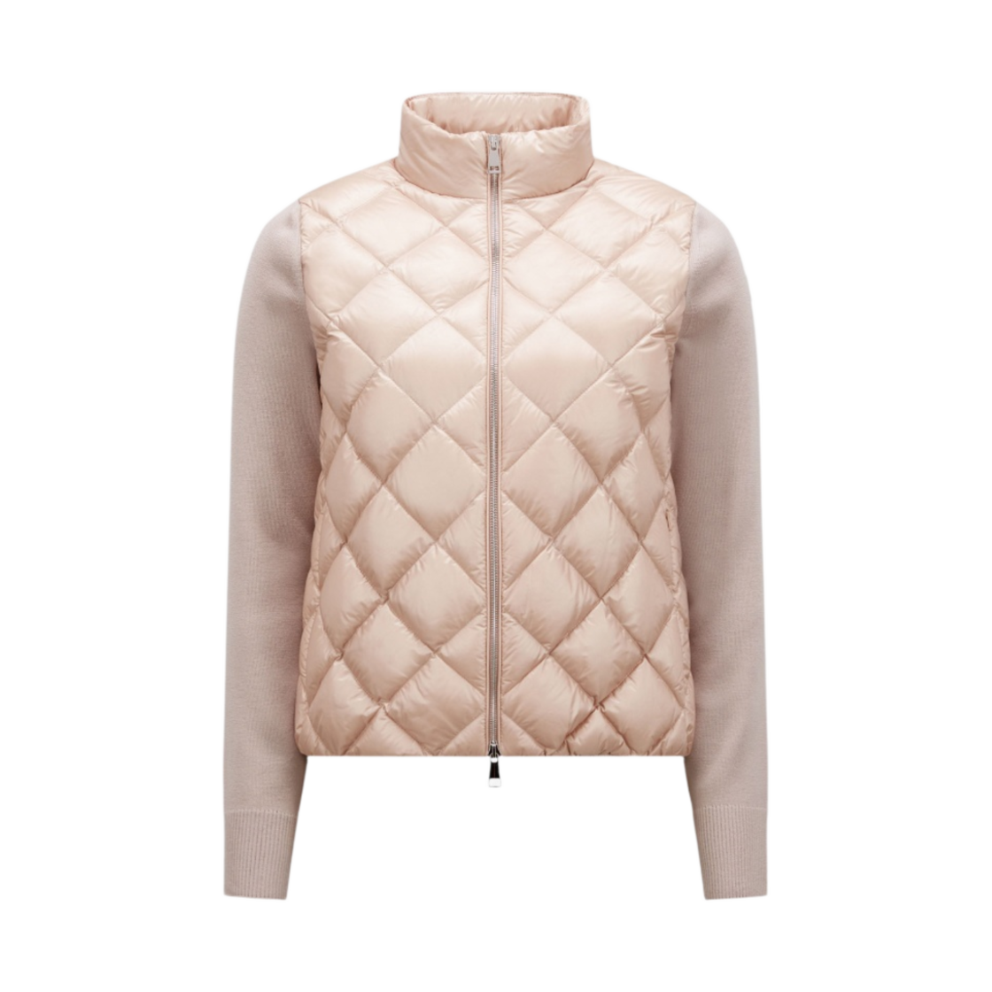 (W) 몽클레르 다이아몬드 퀼티드 패딩 울 가디건 라이트 핑크 - 22FW((W) Moncler Diamond Quilted Padded Wool Cardigan Light Pink - 22FW) - 1