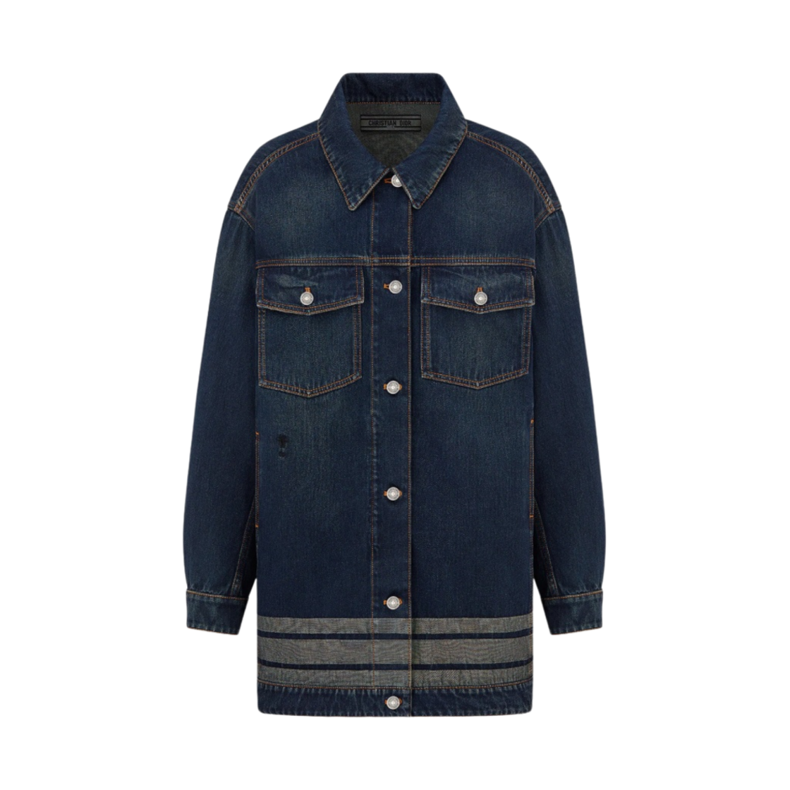 242V61A3394-X5651 (W) Dior Cotton Denim Couture Long Jacket Deep Blue - 대표 이미지 #1