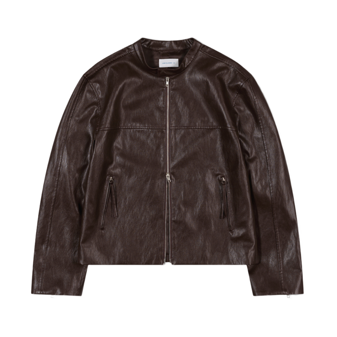 (W) 로우클래식 레더 자켓 브라운((W) Low Classic Bandcollar Leather Jacket Brown)