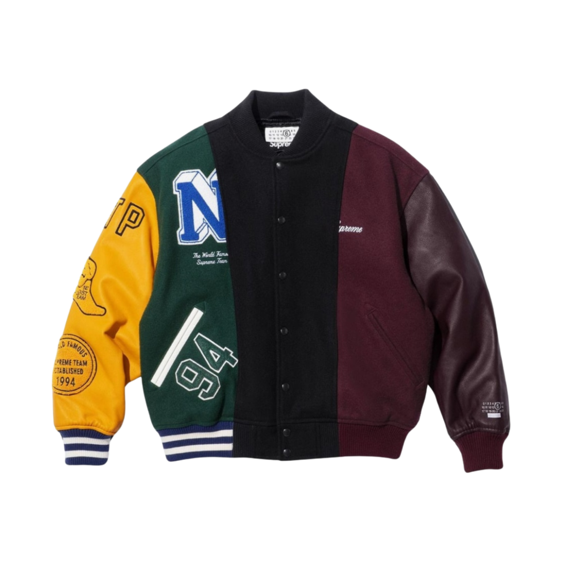 슈프림 x MM6 메종 마르지엘라 스플릿 바시티 자켓 멀티컬러 - 24SS(Supreme x MM6 Maison Margiela Split Varsity Jacket Multicolor - 24SS)