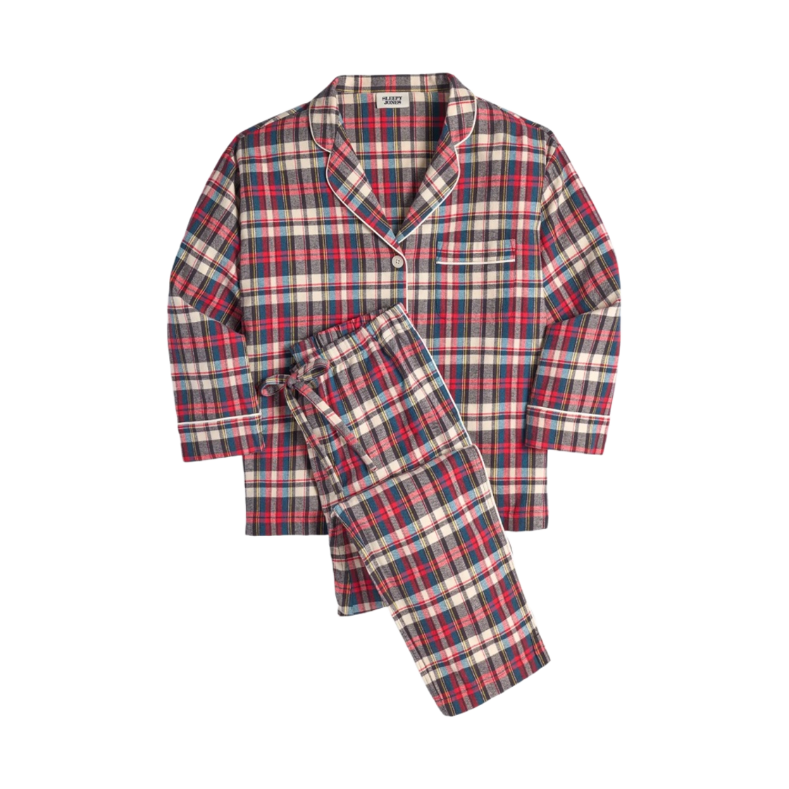 (W) 슬리피존스 마리나 파자마 세트 플란넬 테피터 플레이드((W) Sleepy Jones Marina Pajama Set Flannel Taffeta Plaid)