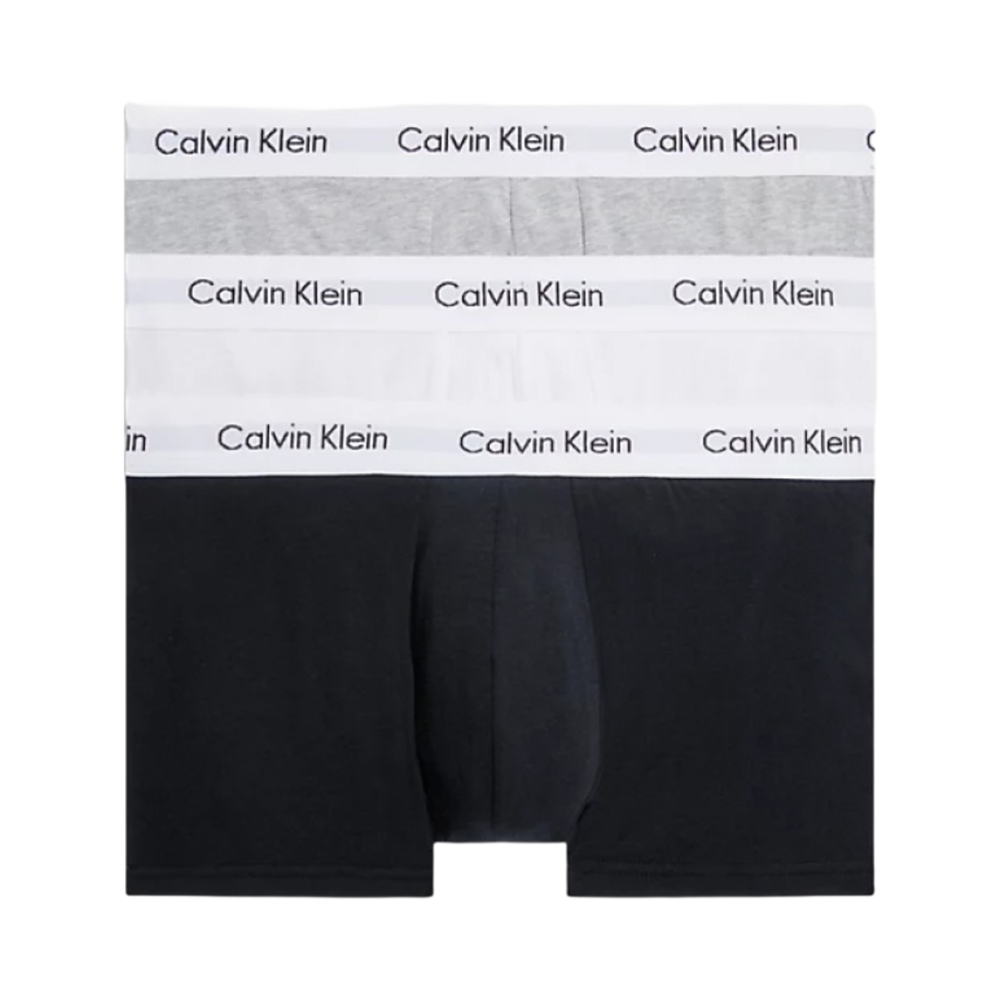 캘빈 클라인 코튼 스트레치 3팩 로우 라이즈 트렁크 블랙 화이트 그레이 헤더(Calvin Klein Cotton Stretch 3-pack Low Rise Trunk Black White Grey Heather)